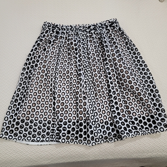 J. Crew Cotton Embroidered Open Polks dot Skirt over blush pink lining Size 6 - Picture 9 of 16